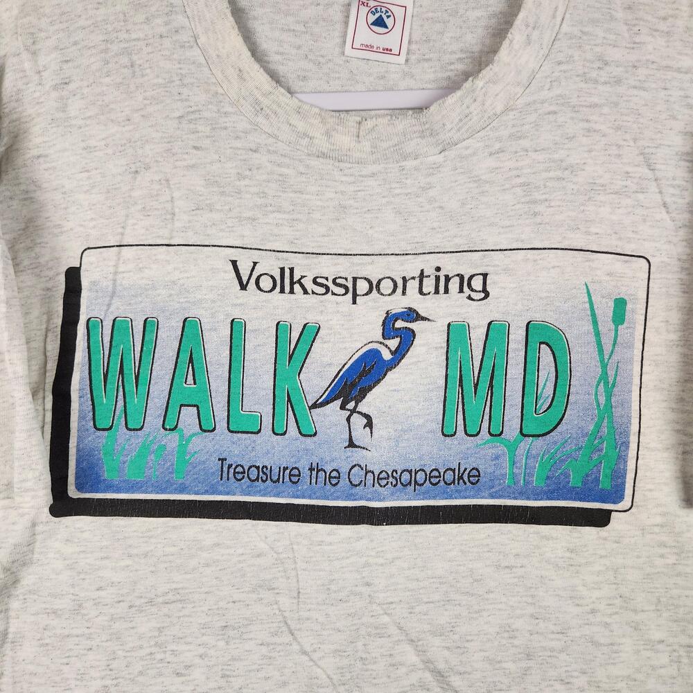 Vintage Maryland Shirt Mens XL Gray Treasure The Chesapeake Volkssporting 90s